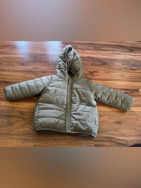 Carter's Army Green Quilted Hooded Puffer Jacket 12 month